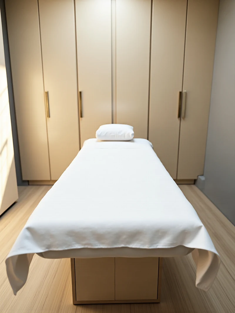 Sala de atendimento da Clínica Dermatológica Dra. Camila Feola.